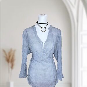 Eden & Olivia Striped Button Up Tunic Blouse Large